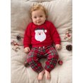 thumbnail image 5 of Loicainy Baby Toddler Boy Christmas Outfits 3 6 12 18 24 Months 2T 3T Santa Applique Long Sleeve Tops and Plaid Pants Clothes Set, 5 of 9
