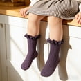 thumbnail image 2 of Whouriu Toddler Girls Ruffle Ribbed Crew Socks Cotton Blend Stretchy All Season Casual Dress Socks, 2 of 3