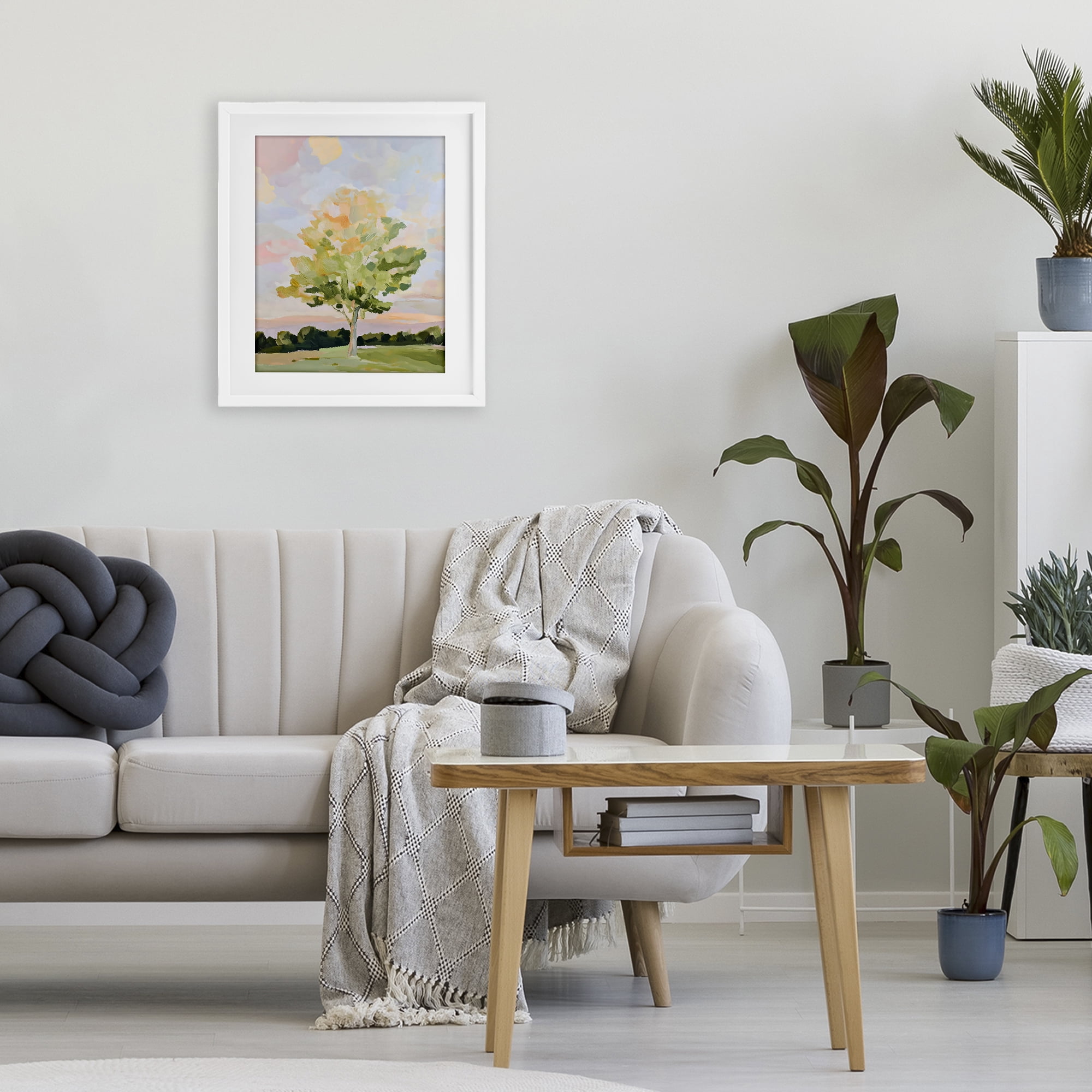 Stupell Industries Sunlit Tree Landscape Impression White Framed Print Under Glass, design by The Prints Vibe