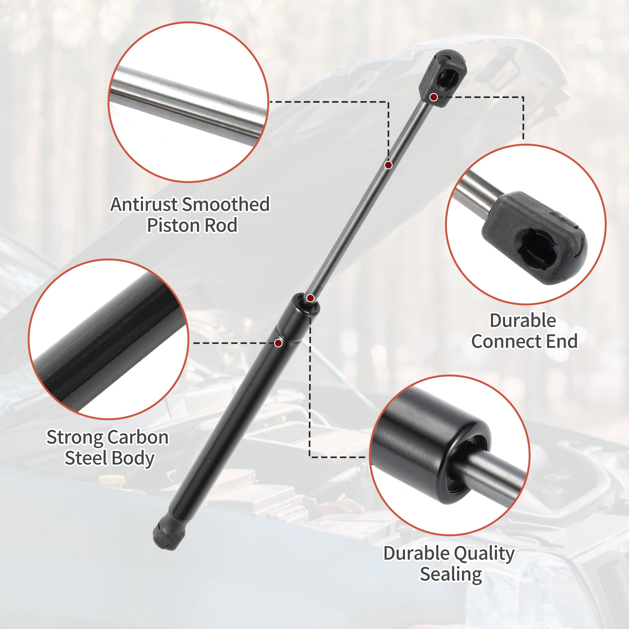 Unique Bargains 2Pcs Front Hood Lift Supports Gas Struts for Hyundai Santa Fe 2013-2018
