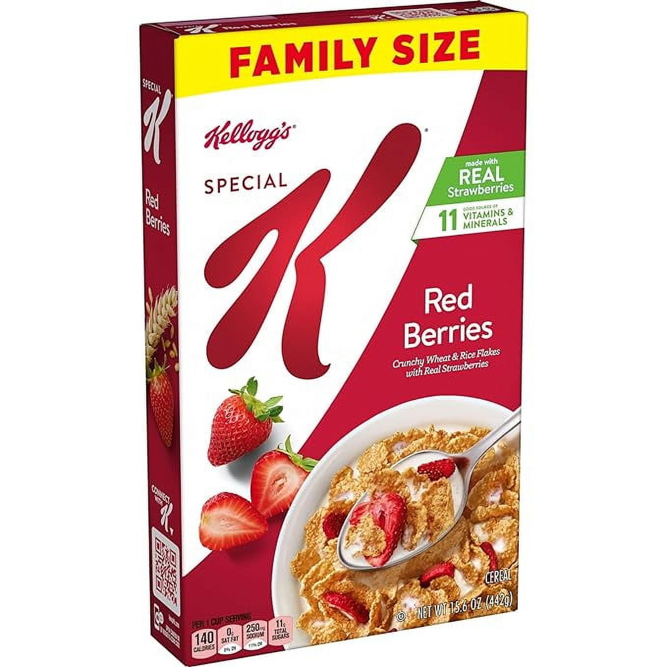 Pack of 1 Kellogg's Special K Breakfast Cereal, Fiber Cereal, Family Breakfast, Family Size, Red Berries, 15.6oz Box (1 Box)