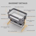 thumbnail image 6 of TouHeart 3-in-1 Baby Bassinet Bedside Sleeper ,Height Adjustable Newborn Bedside Sleeper for Baby(0–6 Months), Gray, 6 of 9