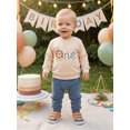 thumbnail image 5 of RUINIXCW Baby Boy 1st Birthday Outfits Letter Embroidery Crew Neck Sweatshirt Pants, 5 of 7