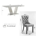 thumbnail image 2 of Sumdeal 7-Piece Dining Set, 70 in White Faux Marble Dining Table with 6 Blue Velvet Chairs, Silver Legs, 2 of 9