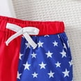 thumbnail image 4 of NOLDARES 4th of July Baby Boy Outfit Toddler Short Sleeve T-Shirt and Elastic Waist Shorts with Pockets American Flag Print 2Pcs Summer Clothes(White,3-4 Y), 4 of 8