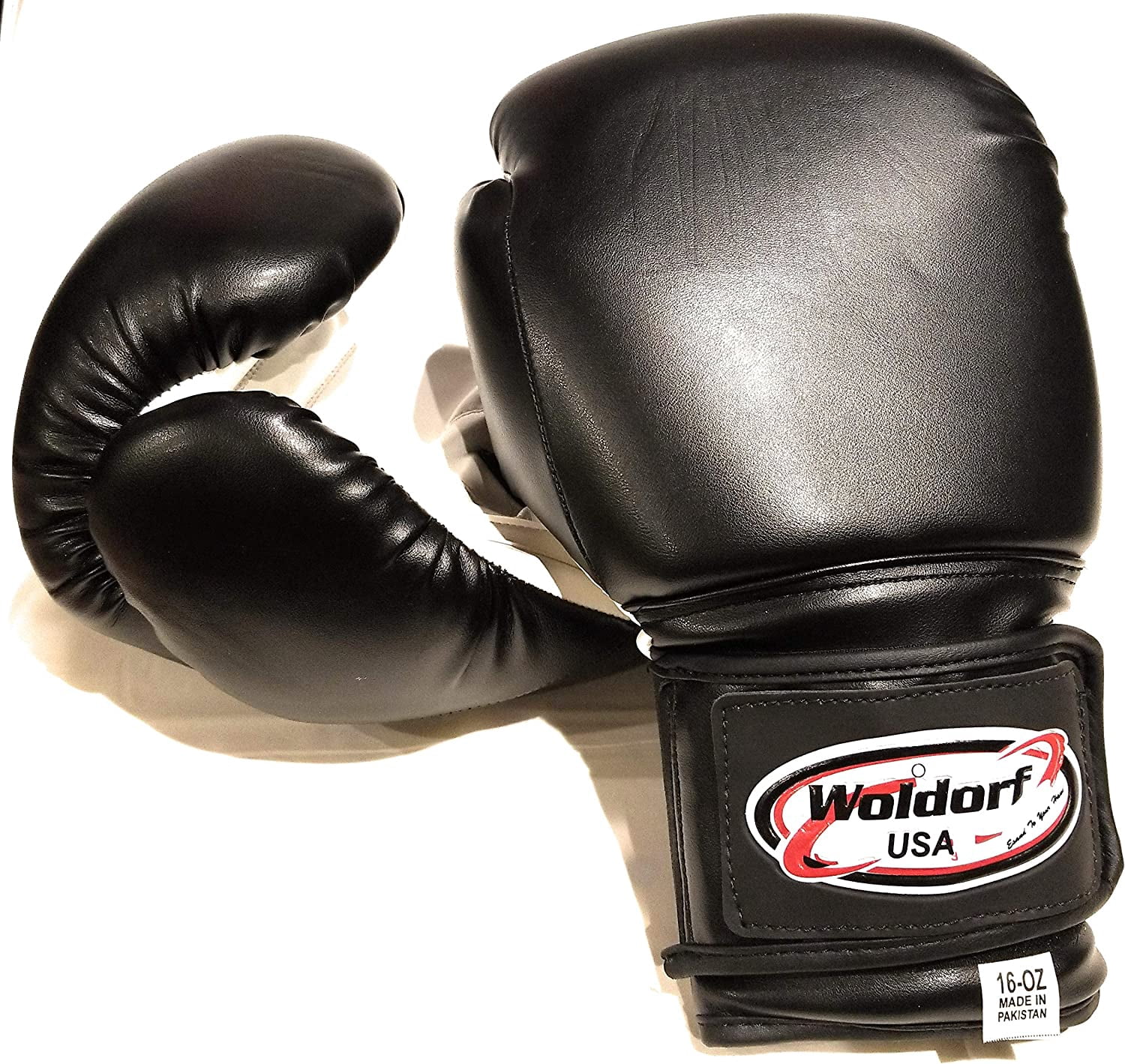 Woldorf USA Boxing Bag Gloves in Vinyl 14oz Black Grappling, Kickboxing, Fighting Gloves, Muay Thai Training Gloves, Heavy Bag Speed Punching Gloves.