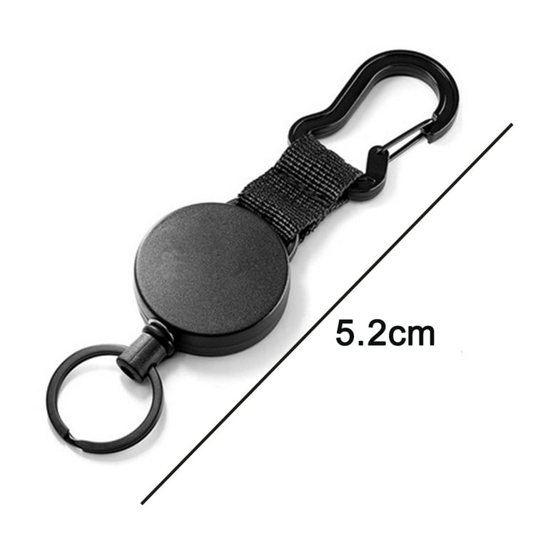 Gisneze 4 pcs Retractable Key Chain Black Elastic Pull Buckle Retractable  Key with Steel Wire Rope 