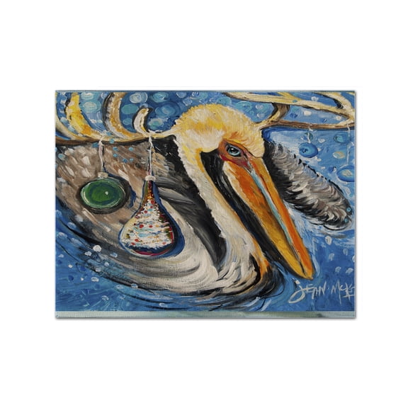 Carolines Treasures JMK1020PLMT Pelican Dressed As A Reindeer Fabric Placemat, Multicolor