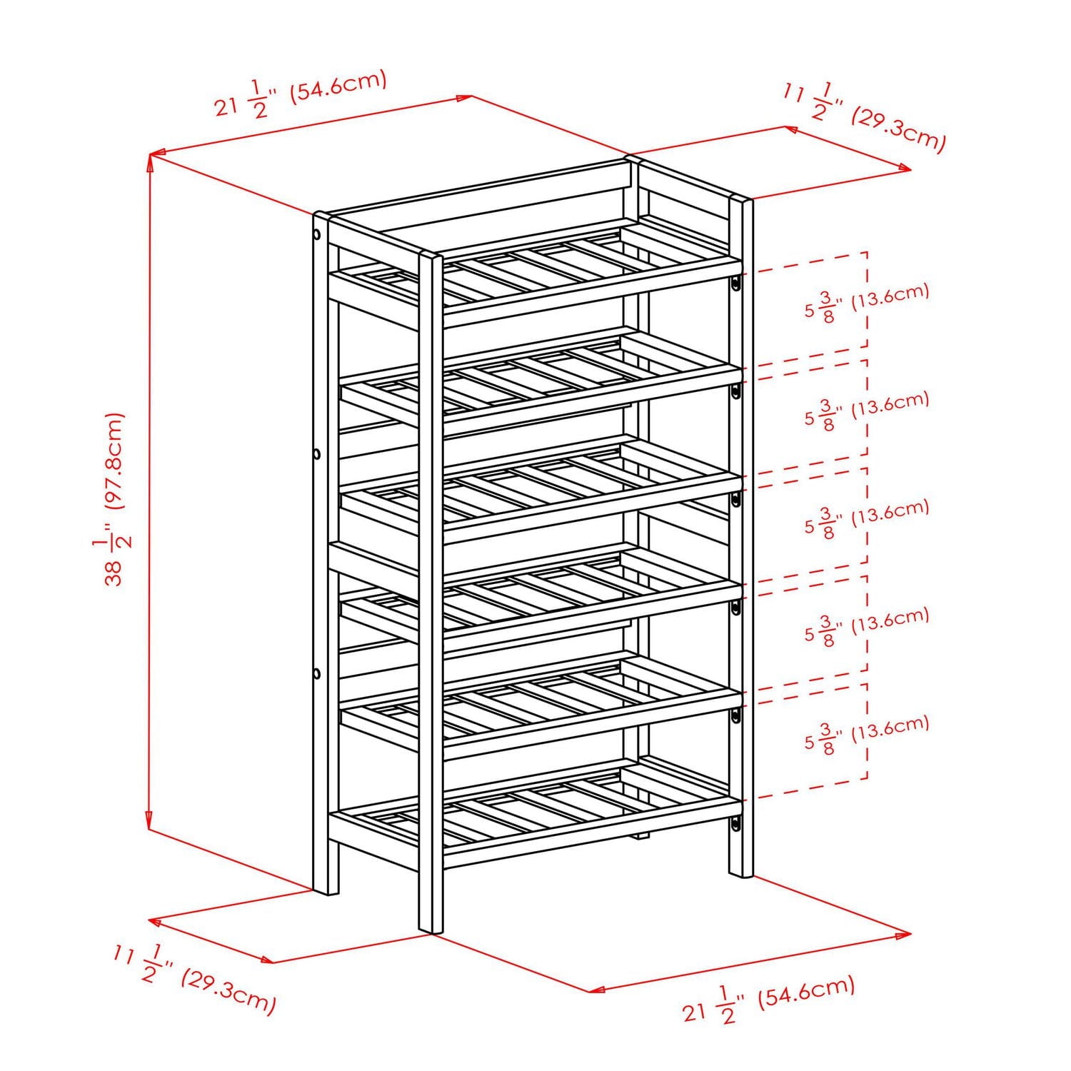 Winsome Silvi Wine Rack, 30-Bottle, - 6-Tier Walnut finish