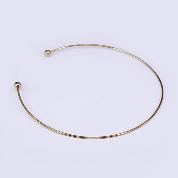 304 Stainless Steel Choker Necklaces Rigid Necklaces with Immovable Round Beads Real 18K Gold Plated Inner Diameter: 14x14.5cm 2mm