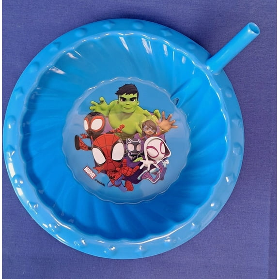 Marvel Spidey and His Friends Plastic Sipper Cereal Bowl with Straw
