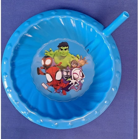 Marvel Spidey and His Friends Plastic Sipper Cereal Bowl with Straw