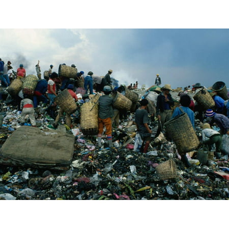 People Searching Through Rubbish in Manila's Smoky Mountain, Manila, Philippines Print Wall Art By Oliver