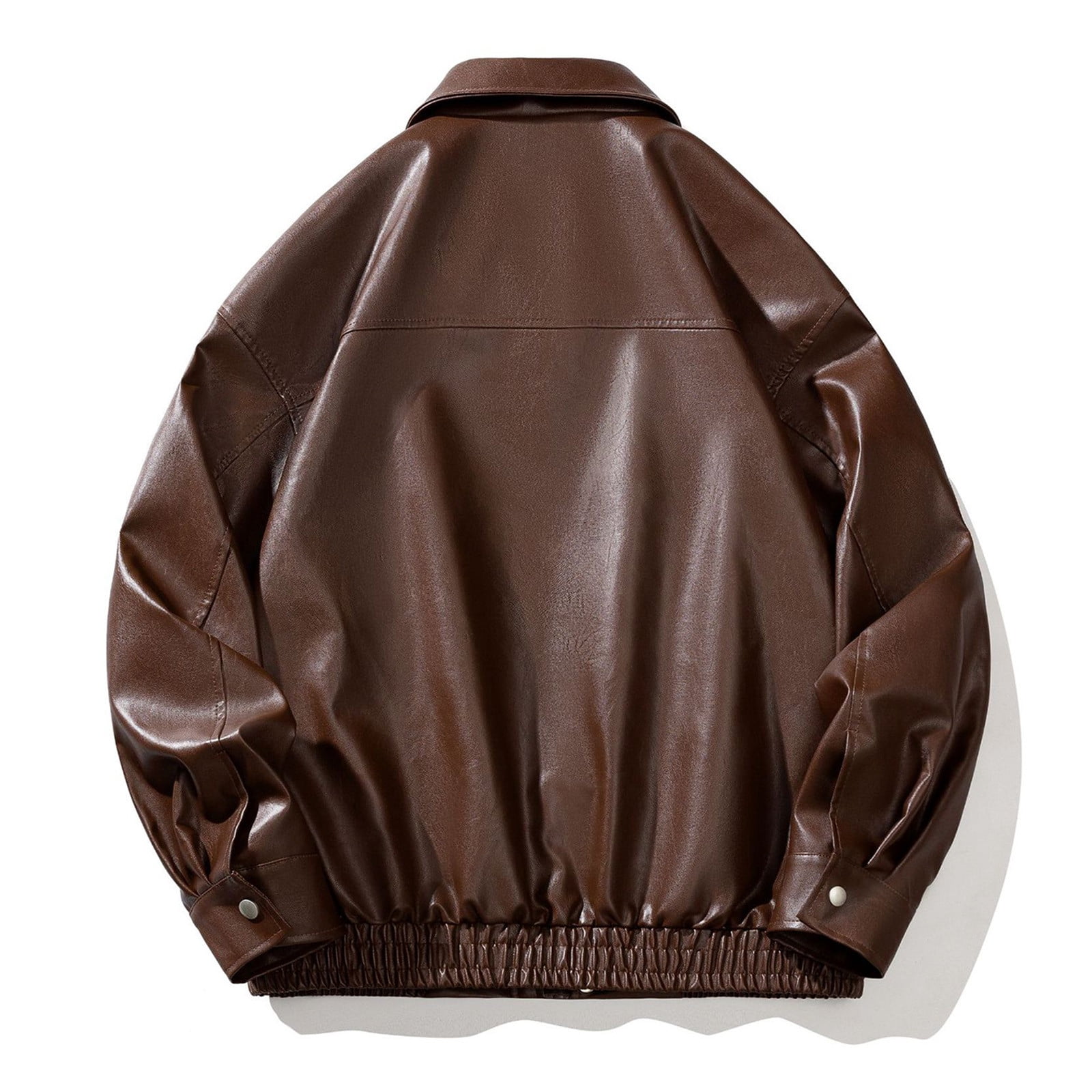Miluxas Men's Leather Classic Jacket Mens Leather coat with Zip Out
