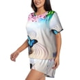 thumbnail image 3 of Womens Pajama Sets With Pocket, Butterfly In Blossoms Zen Lounge Sets Short Sleeve Sleepwear PJ Sets for Women, 3 of 6