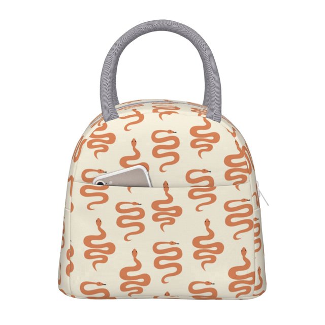 Disketp Hand Drawn Snake Bolsa Térmica para Almuerzo, Lonchera con Abertura Amplia y Gran Capacidad, Organizador Reutilizable para Mujeres, Hombres y Adultos