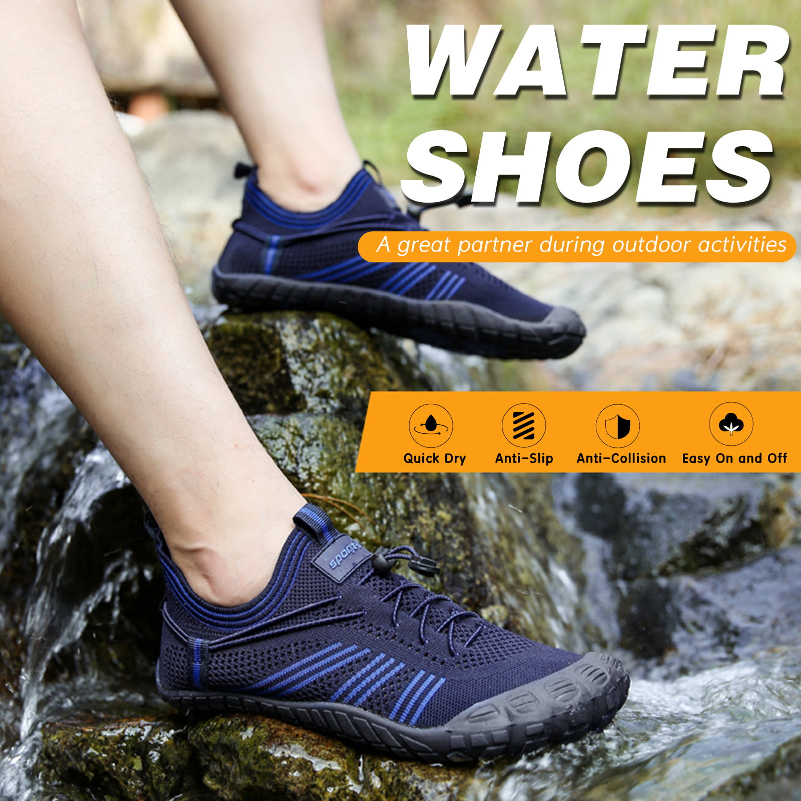 Men Beach Aqua Socks Barefoot Water Shoes Quick Dry for  Sports Hiking Swimming 
