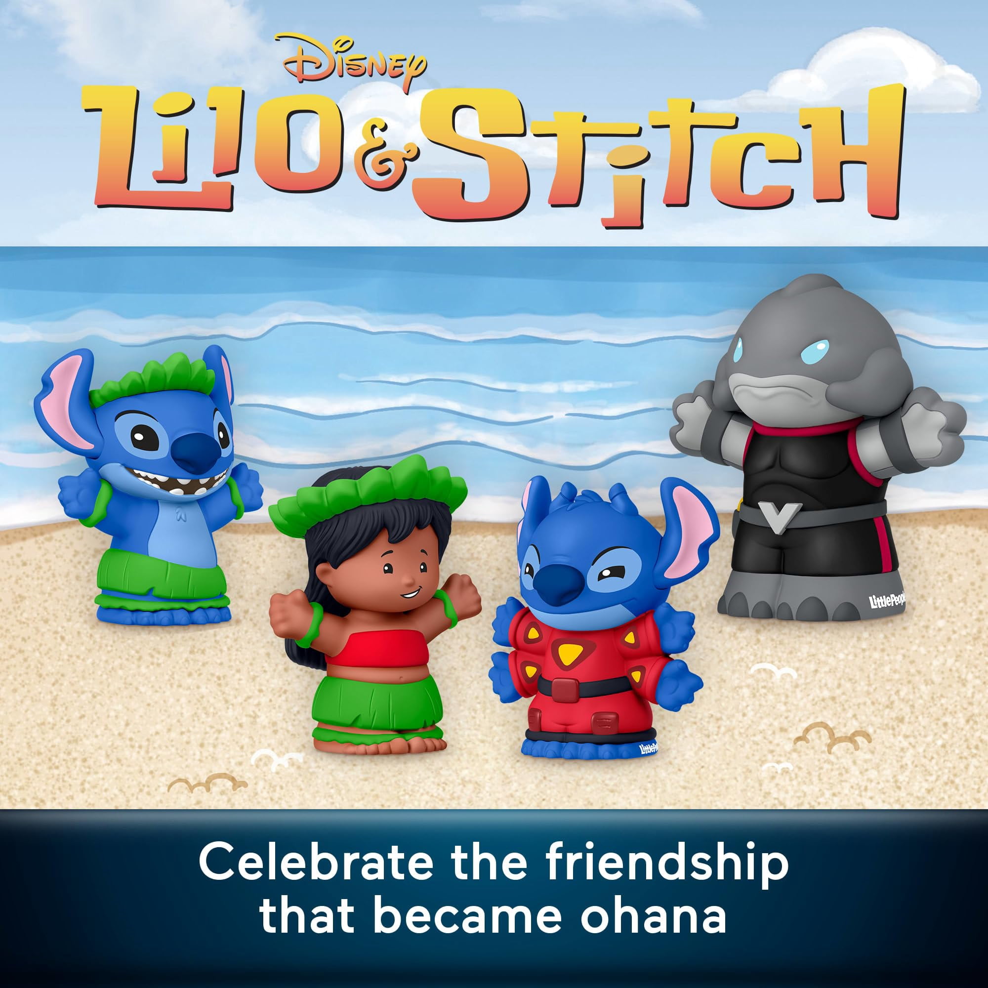 Fisher-Price Little People Disney Lilo & Stitch Collector Set 4 Figures Including Lilo, Stitch, Experiment 626 & Captain Gantu Display-Ready Toy Set