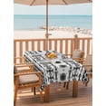 thumbnail image 2 of Outdoor Tablecloths with Umbrella Hole & Zipper, Black White Boho Rectangle Tablecloth 60x120 Inch, Vintage Abstract Art Ethnic Tribe Waterproof Table Cloth, Patio/Pool/Picnic Table Covers, 2 of 8