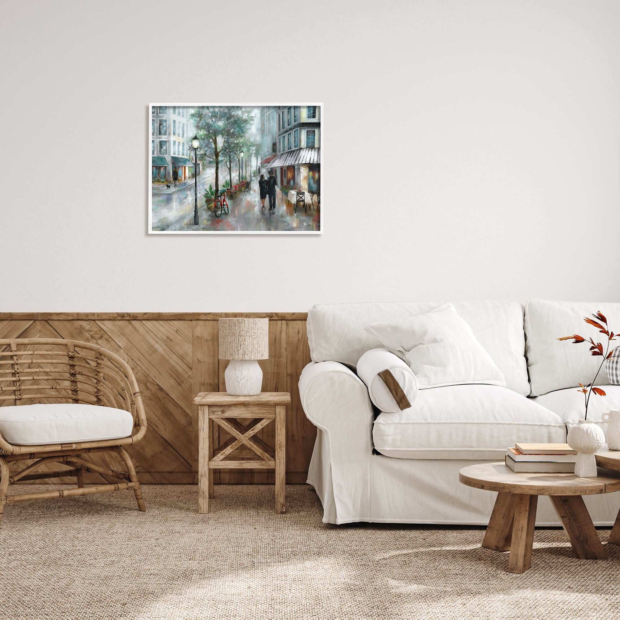 Stupell Indtries Couple Walking Through Traditional Rainy City Architecture,30 x 24,Design by Nan