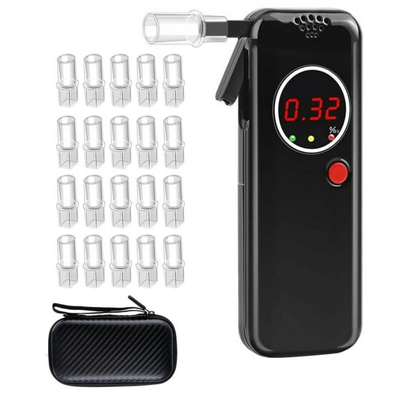 Portable Breathalyzer with LCD Display & 20 Mouthpieces - Accurate Alcohol