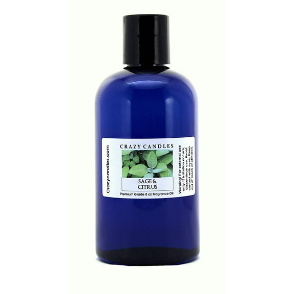 Crazy Candles 8oz Sage & Citrus Bottle 8 fl oz Each (237ml) Premium Grade Scented Fragrance Oil Made in USA