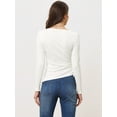 thumbnail image 4 of Unique Bargains Women's Side Shirring Ruched Tops Long Sleeve Basic T-Shirt M White, 4 of 6