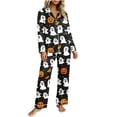 thumbnail image 6 of SETOOFF Halloween Womens Pajama Sets Pumpkin Ghost Print Turndown Collar Tops Loose Pants Cute Funny Sleepwear Plus Size Womens Clothing, 6 of 7