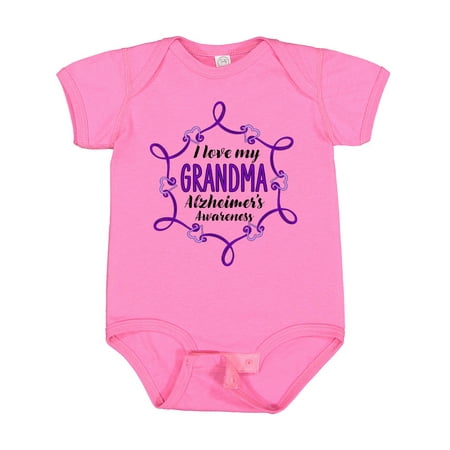 

Inktastic I Love My Grandma Alzheimer s Awareness with Purple Hearts Gift Baby Boy or Baby Girl Bodysuit