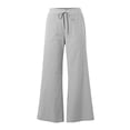 thumbnail image 4 of Gytharion Women's Striped Wide Leg Pants Cotton Linen Drawstring Elastic Waist Pants Straight Leg Loose Casual Trousers with Pockets 2026, 4 of 8