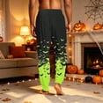 thumbnail image 7 of Hsovts Halloween Pajama Pants for Men Hallowmas Pj Pants for Men Pumpkin Ghost Print Lounge Bottoms Elastic Waist Drawstring Sleepwear With Pockets Green 2XL, 7 of 7
