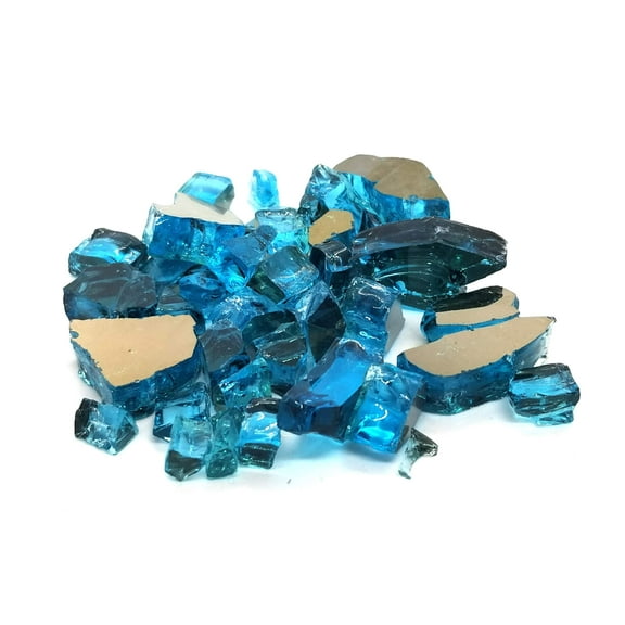 (10 Pounds) Azuria Blue Premium High Luster Reflective Blended Fire Glass Blend for Indoor and Outdoor Fire Pits or Fireplaces, 10 Pounds, 1/2 Inch (Premium Teal)