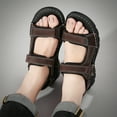 thumbnail image 6 of Lopise men's summer sandals leather casual beach sandals non slip folding resistance dark brown sandals US size 12.5, 6 of 8