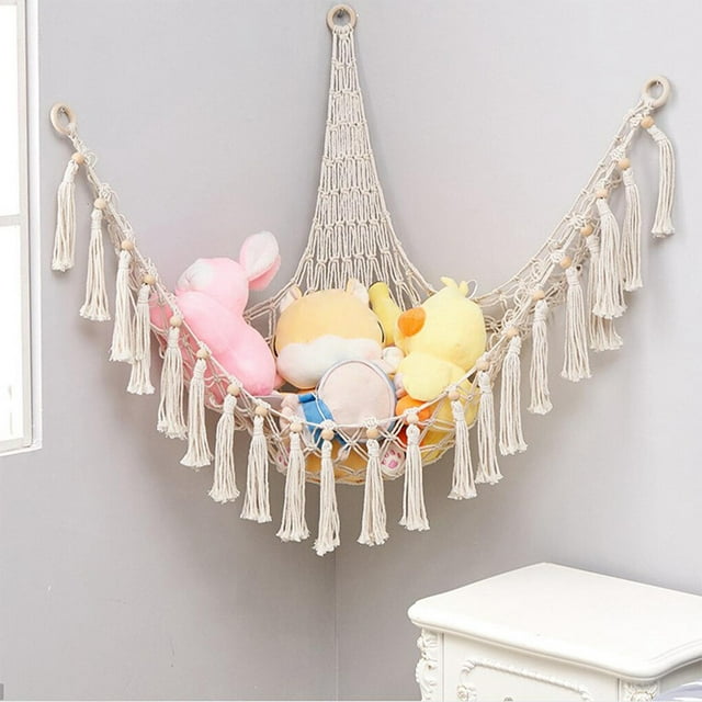Stuffed Animal Hammock Plush Net Toy Macrame Livingroom Plush Boho Livingroom Display Storage