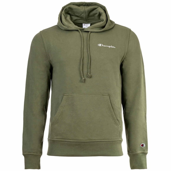 Champion Men Hoodie - Hooded sweatshirt, jumper, small logo, hood, plain colour Green XL (X-Large)