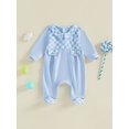 thumbnail image 4 of RUINIXCW Baby Boy Fall Romper Adorable Plaid Patchwork Long Sleeve Footed Jumpsuit, 4 of 5