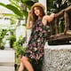 thumbnail image 2 of Easygdp Rose Flowers para Vestido Transpirable de Mujer, Vestido Suelto de Manga Corta con Pliegues y Bolsillos para el Verano, 2 of 7