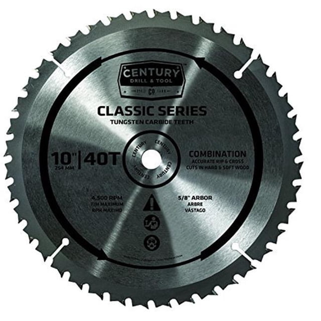 Century Drill & Tool 9934 Circular Saw Blade - 10 in. x 40T Fast Combo