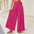 thumbnail image 7 of Cagogo Women's Wide Leg High Waisted Flowy Solid Boho Midi Pants Vacation Casual Palazzo Trousers Beach Summer Lounge Cropped Pants Fashion Beachwear, Hot Pink L, 7 of 7