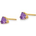 thumbnail image 2 of 14K Yellow Gold 5mm Trillion Amethyst Earrings (5 X 5) Made In United States xe93am, 2 of 5