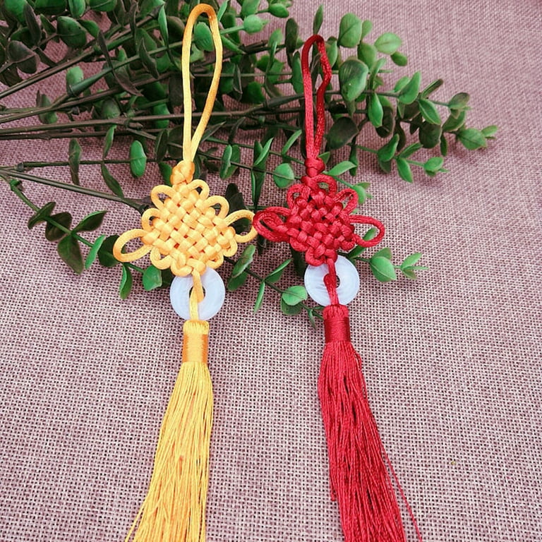 Walbest Chinese Tassel Chinese Knot Red Handmade Tassels Chinese Knots  Imitation Jade,Lucky Knots to Attract Wealth Good Fortune and Health,for  Door