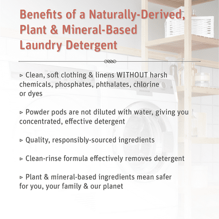 Grab Grean Natural Stoneworks Laundry Detergent Pre-Measured Powder Pods, Oak Tree, 50 Loads
