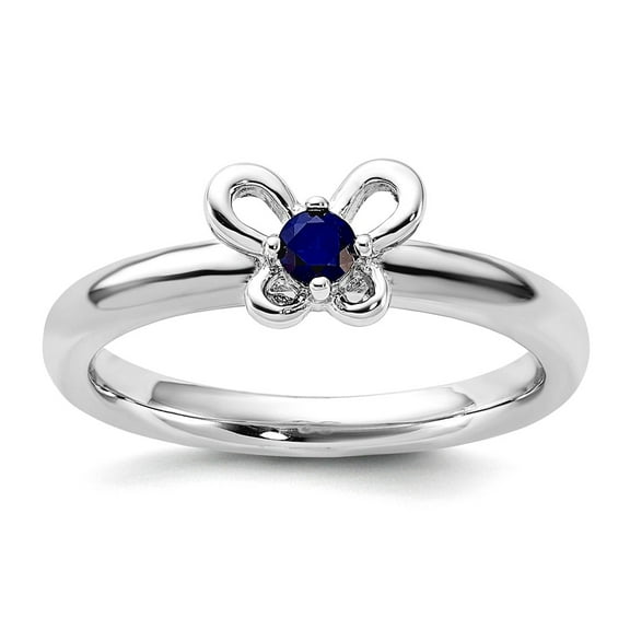 925 Sterling Silver Stackable Created Sapphire Ring Size 10 Stackable Ring for Women