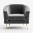 thumbnail image 5 of Pemberly Row Barrel Steel and Velvet Accent Chair with Gold Legs in Gray, 5 of 6