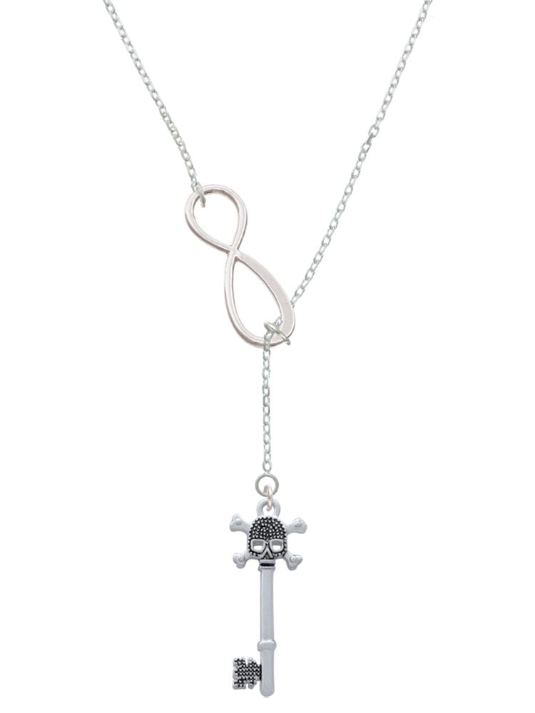 Rhinestone Bar Y Lariat Necklace Silver Tone for Women Birthday Gift FAMARINE CZ Long Necklace 