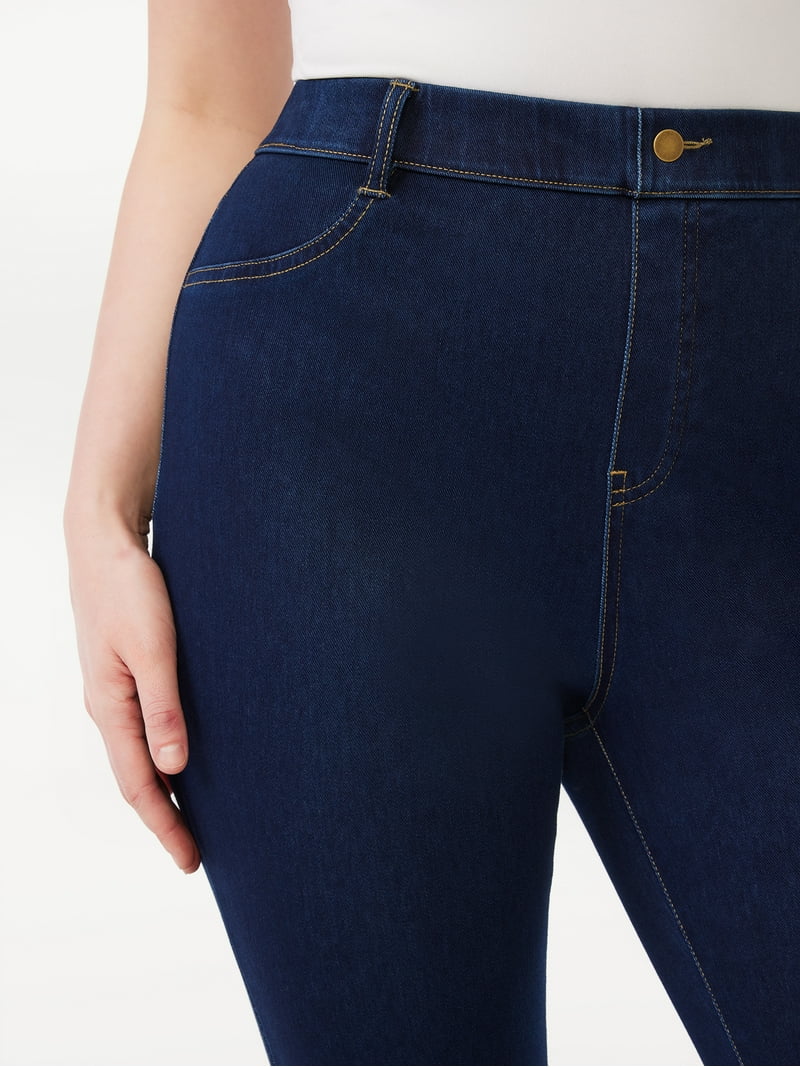 Jeggings Donna Time And Tru Vita Alta Stretch Denim Stampa Floreale - Taglie XS-XXL