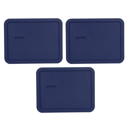 Pyrex 7211-PC Blue Rectangle Plastic Food Storage Replacement Lid (3-Pack)