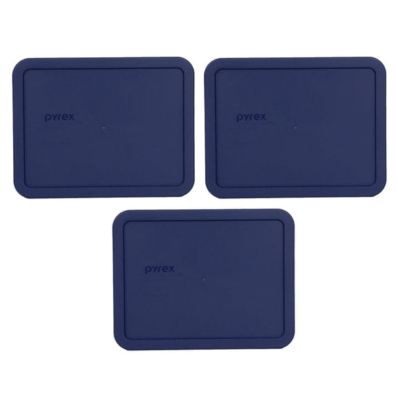 Pyrex 7211-PC Blue Rectangle Plastic Food Storage Replacement Lid (3-Pack)