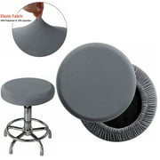 STTOAY Round Bar Stool Seat Covers Washable Stool Cushion Slipcover Elastic Bar Chair Covers, Dark Gray