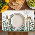 thumbnail image 4 of Green Botanical Placemats Set of 4, Dragonfly Flower Leaf Retro Ink Style Placemats for Dining Table, Place Mats for Kitchen Tabletop, Waterproof Wipeable Dining Table Mats Set, 4 of 9